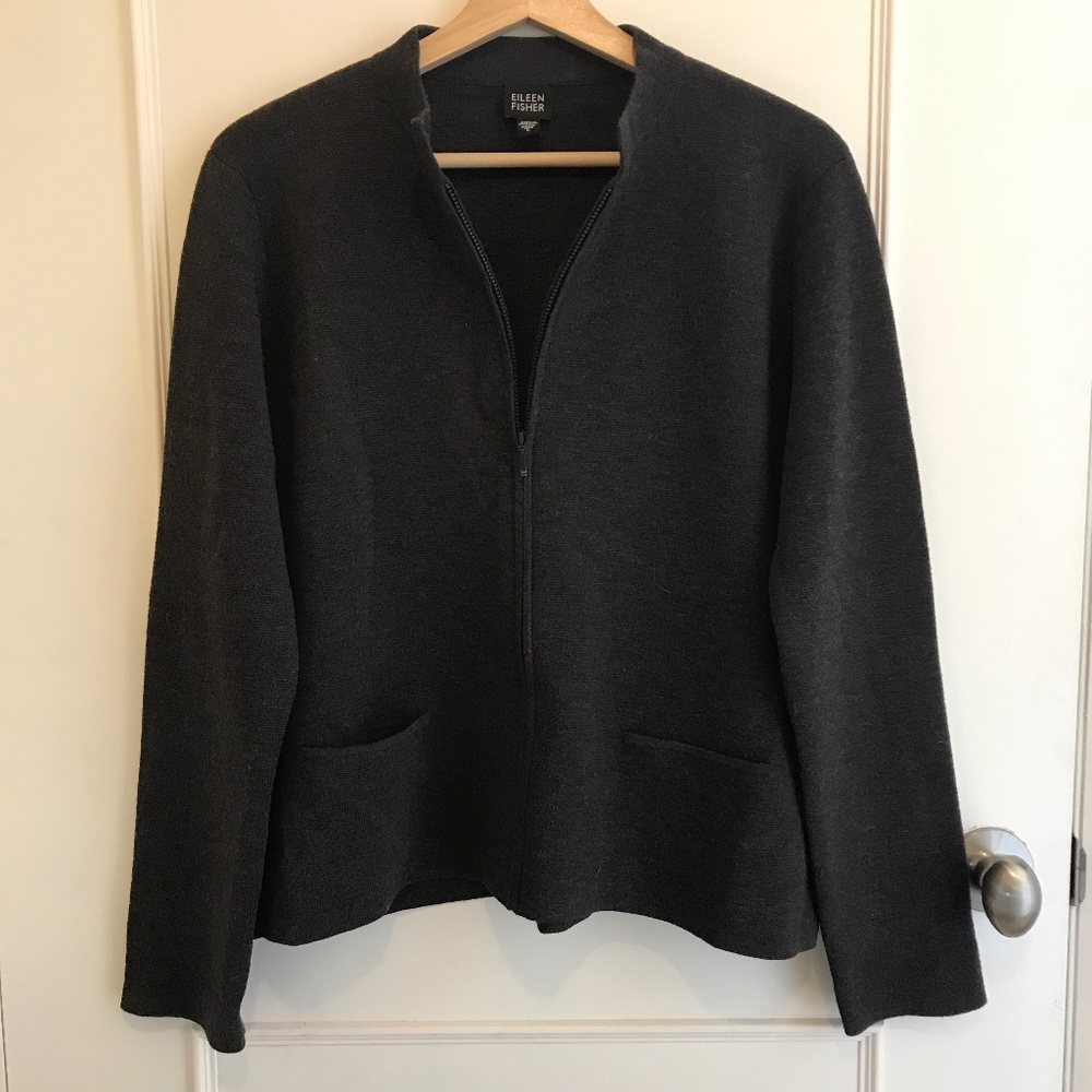 Eileen Fisher wool zip jacket Large